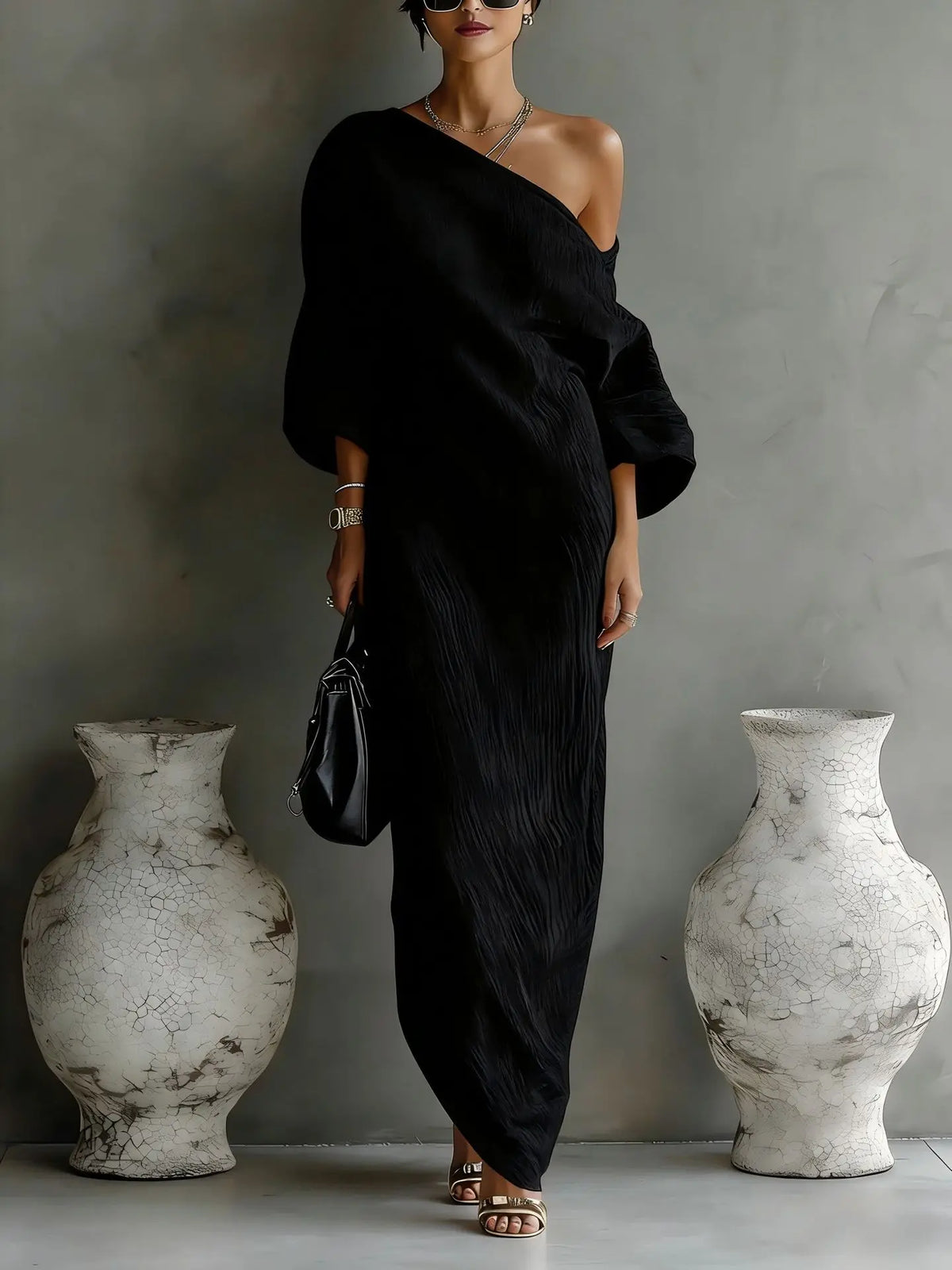 Violet Linen One Shoulder Dress