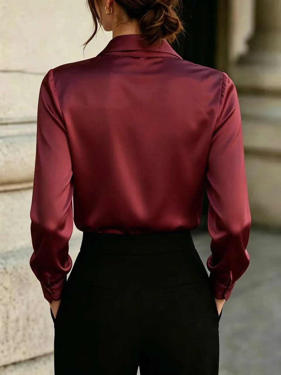 Lorena Satin Tie Neck Blouse
