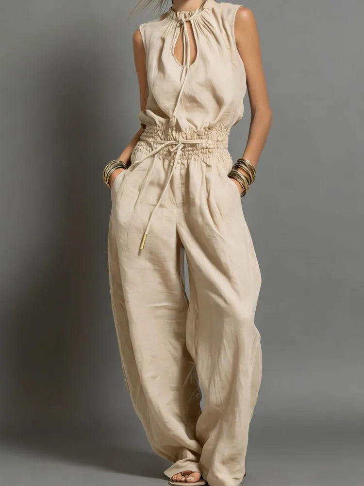 Nikkie Drawstring Wide Leg Jumpsuit