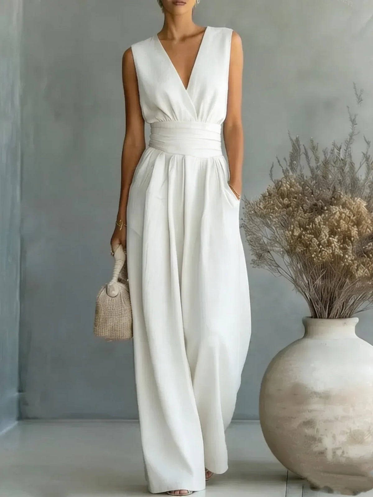 Lily Sleeveless V Neck Jumpsuit