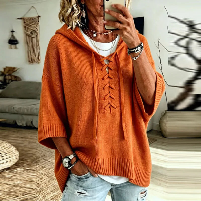 Sloane Lace Up Hooded Pullover