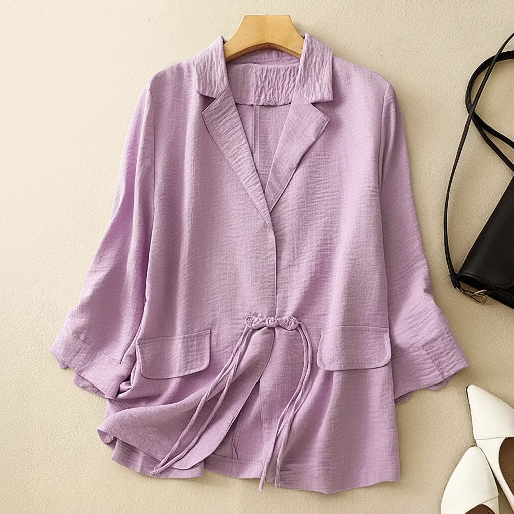 Danica Drawstring Linen Blazer