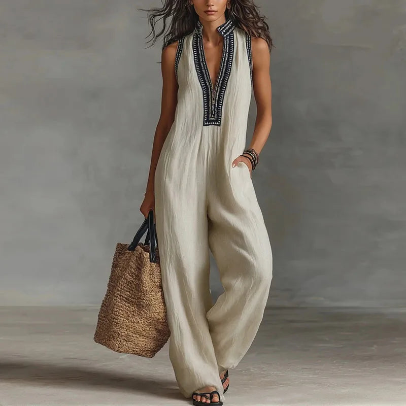 Darlene Lace Trim Jumpsuit