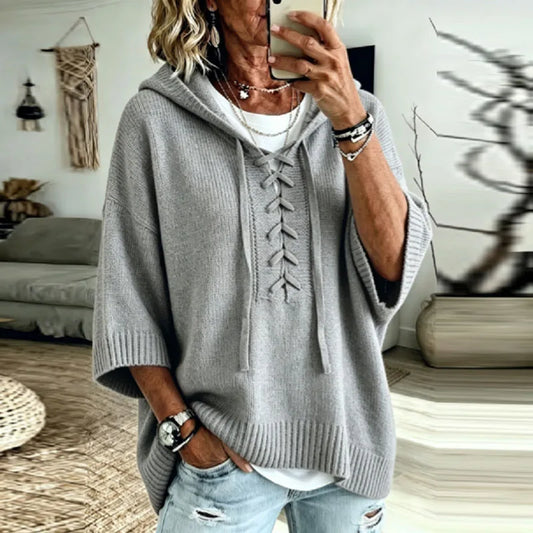 Sloane Lace Up Hooded Pullover
