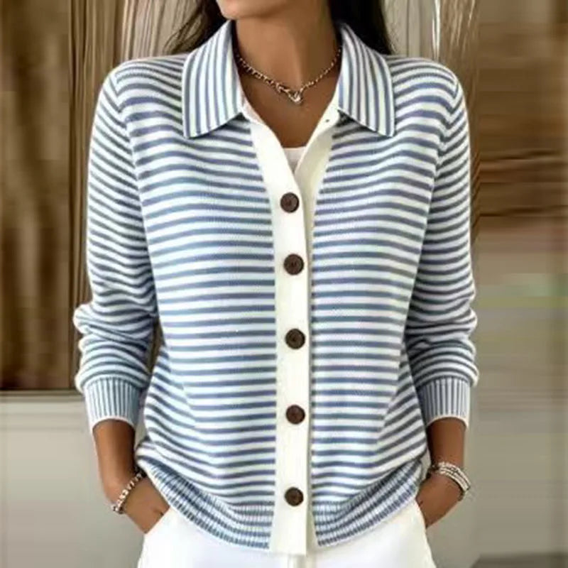Faye Striped Knit Cardigan