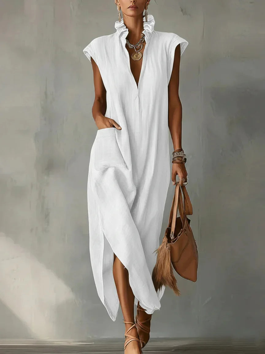Mary Breathable Linen Midi Dress