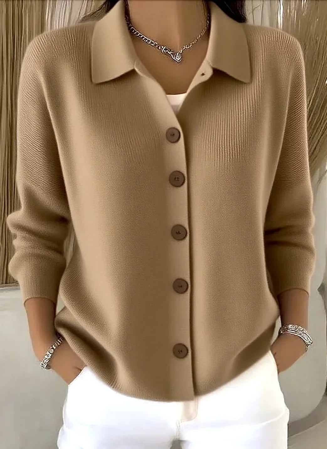 Madina Collared Knit Cardigan