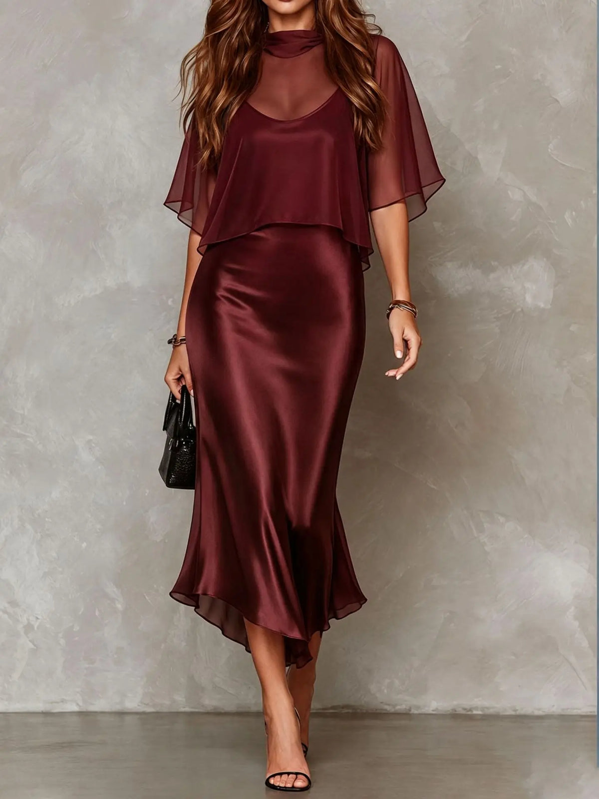 Selena Satin Midi Dress Set