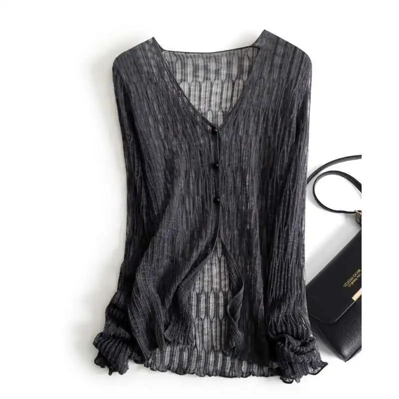 Suzane Ruffle Hem Knit Cardigan