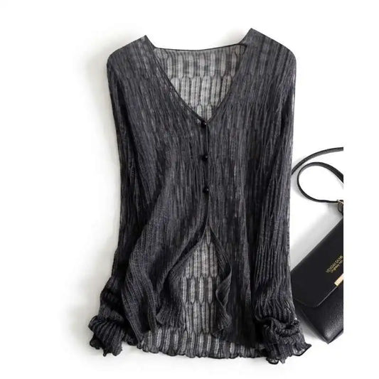 Suzane Ruffle Hem Knit Cardigan