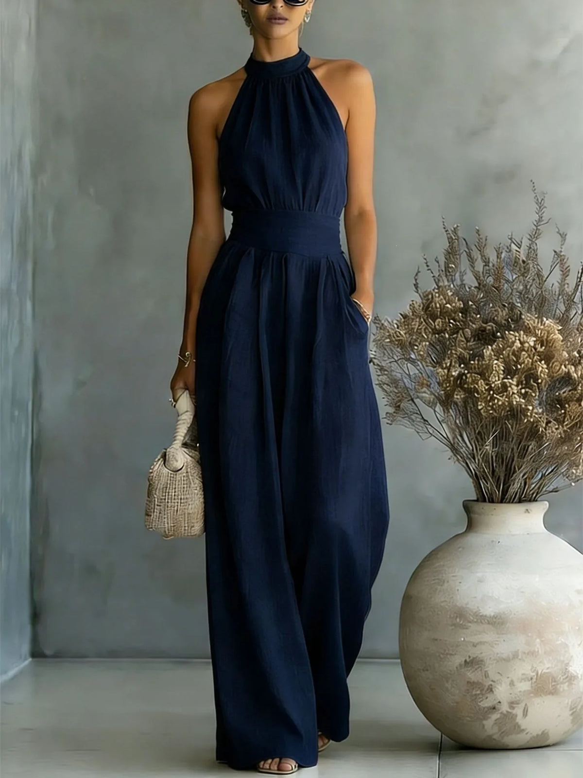 Madison Halter Wide Leg Jumpsuit