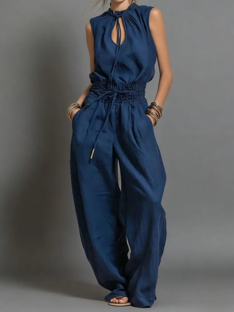 Nikkie Drawstring Wide Leg Jumpsuit