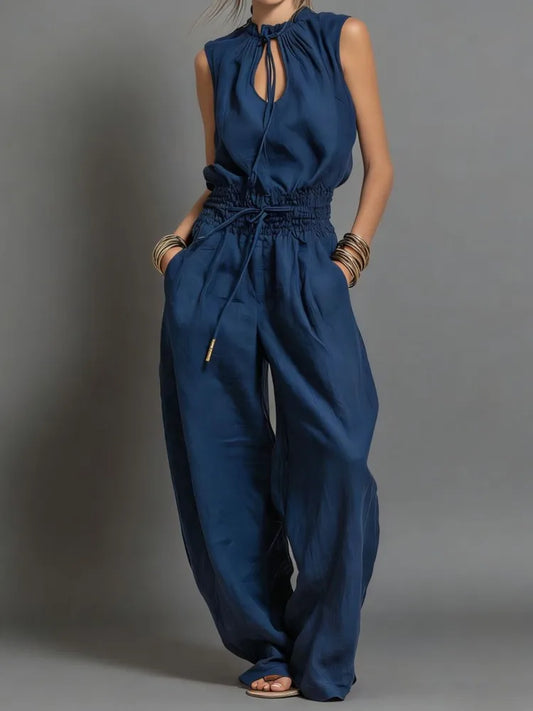 Nikkie Drawstring Wide Leg Jumpsuit