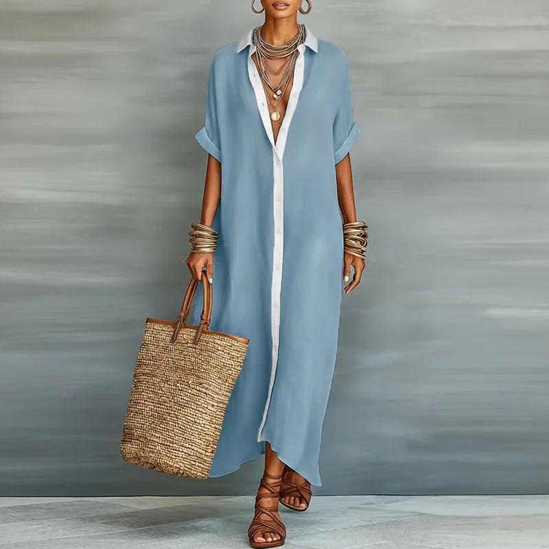 Freya Linen Long Shirt Sundress