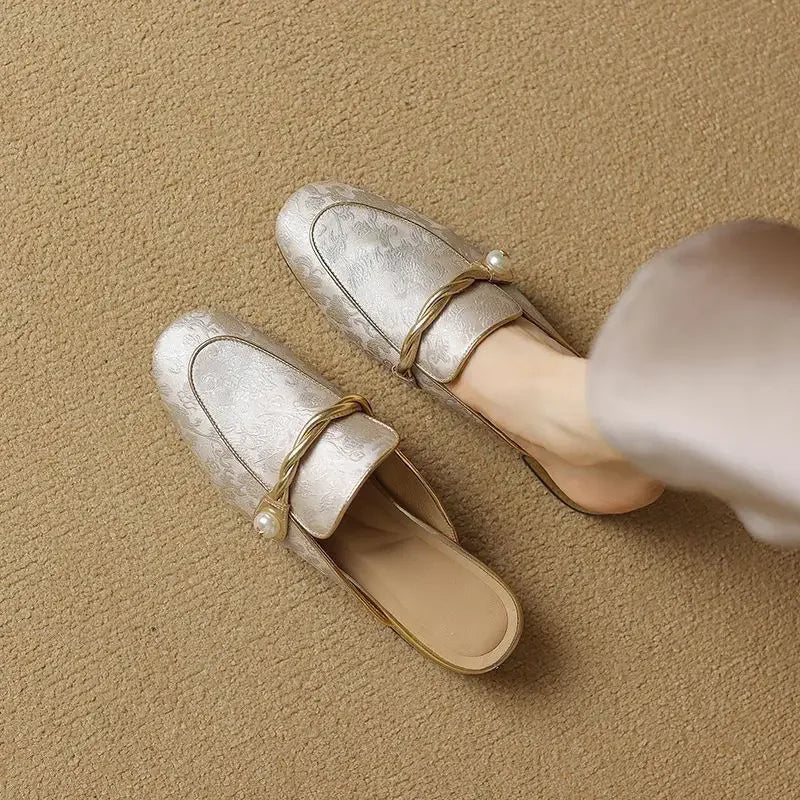 Madeline Floral Embossed Square Toe Sandals