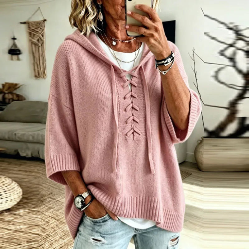 Sloane Lace Up Hooded Pullover