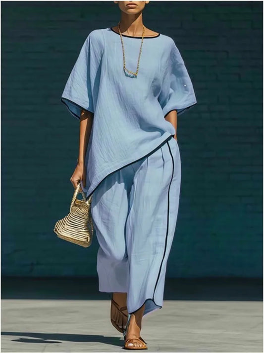 Anila Linen Cropped Pant Set