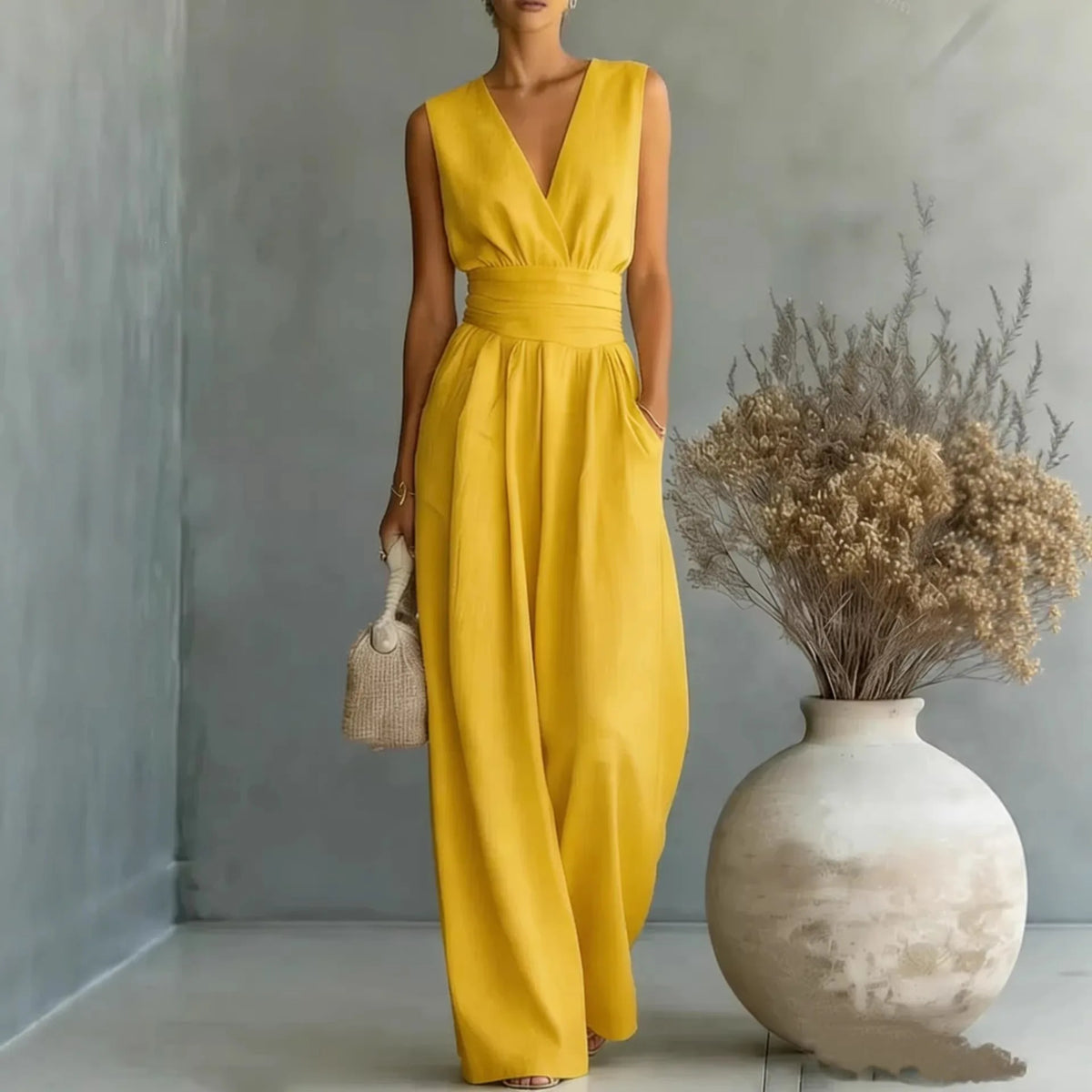 Lily Sleeveless V Neck Jumpsuit