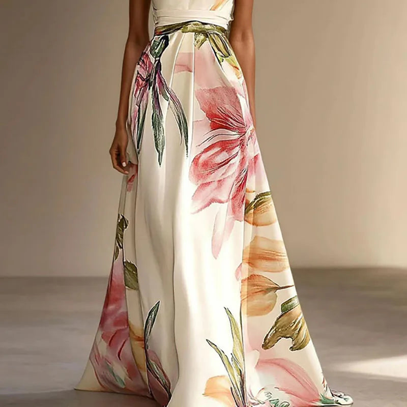 Vestido Floral Wedding Guest Maxi Dress