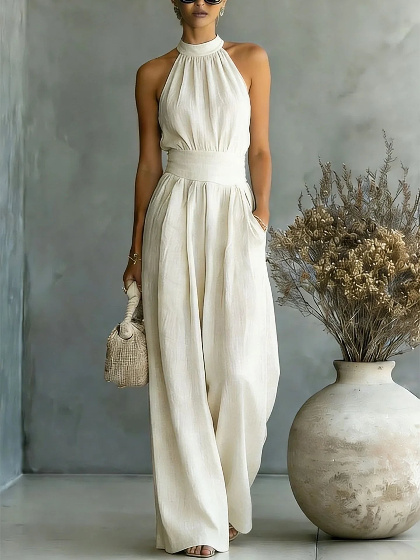 Madison Halter Wide Leg Jumpsuit