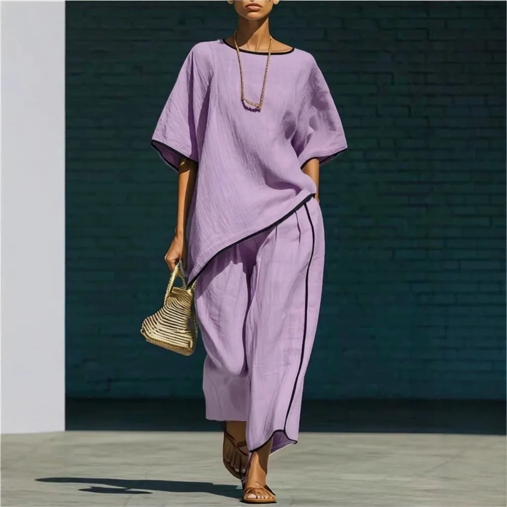 Anila Linen Cropped Pant Set