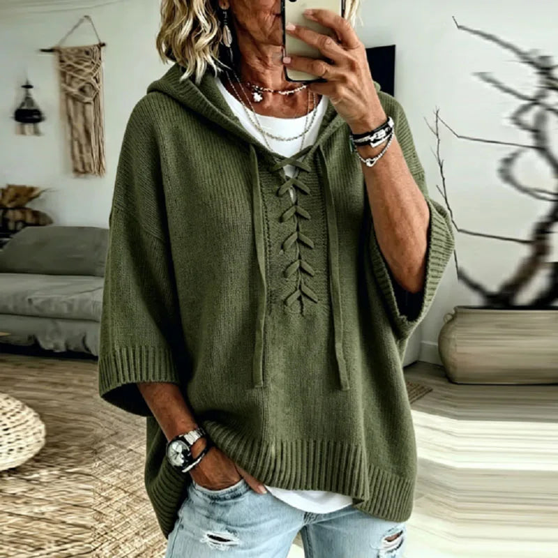 Sloane Lace Up Hooded Pullover
