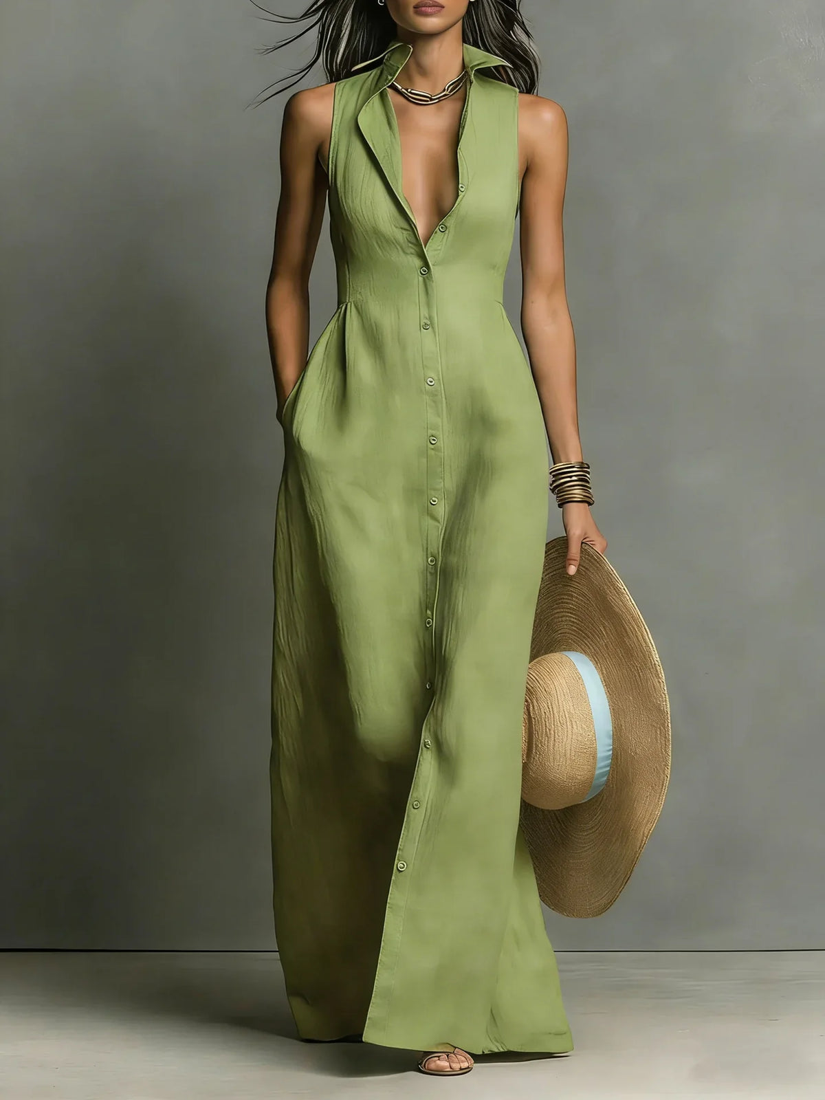 Aurora Elegant Lapel Shirt Dress