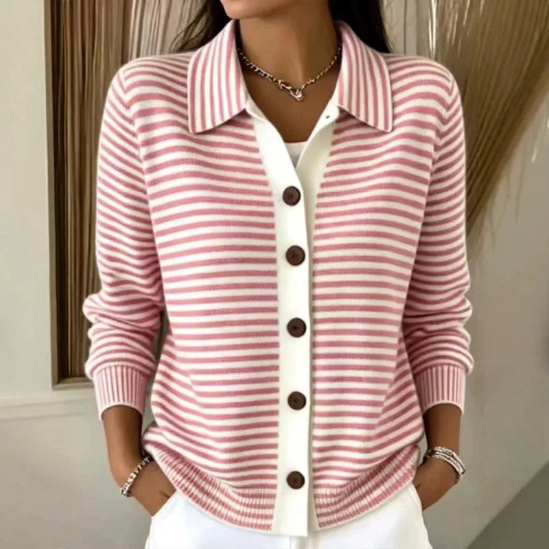 Faye Striped Knit Cardigan