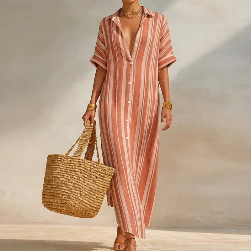 Ziya Linen Long Shirt Dress