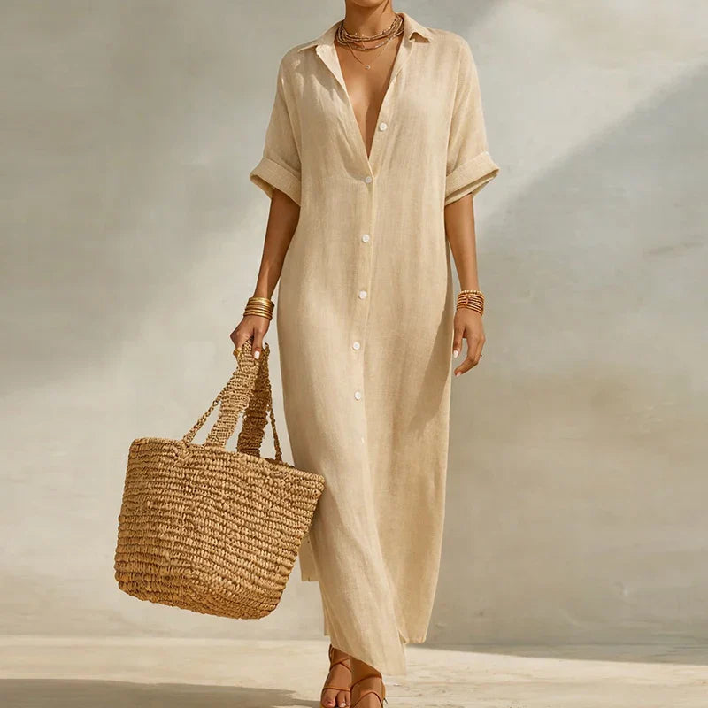 Ziya Linen Long Shirt Dress