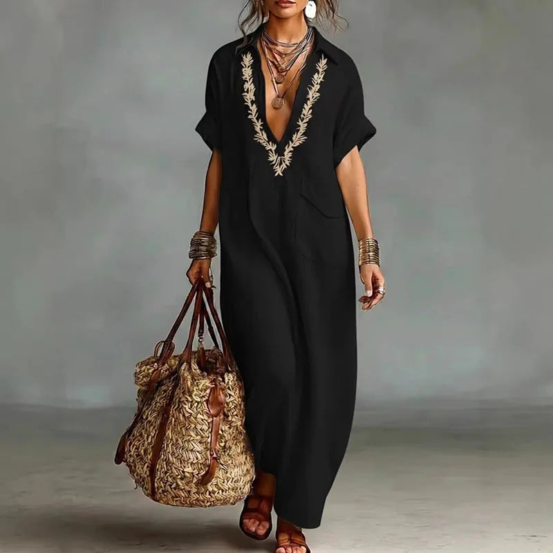 Byonce V Neck Kaftan Dress