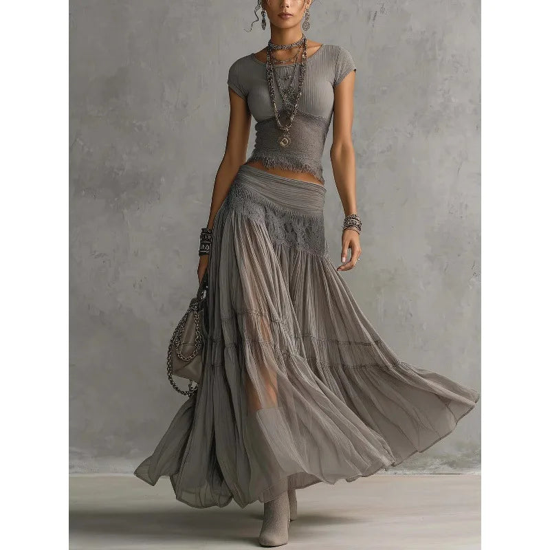 Tori Chiffon Maxi Skirt Set