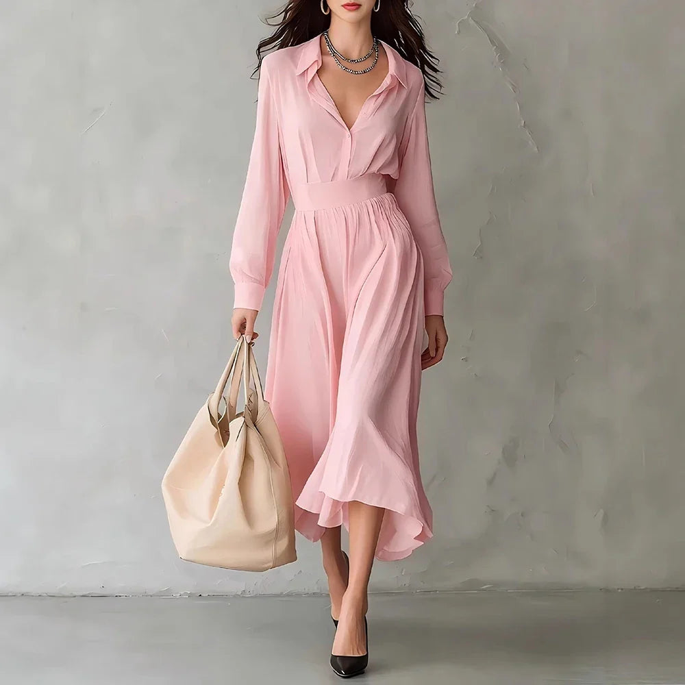 Phoebe Pleated Shirt Midi Dress