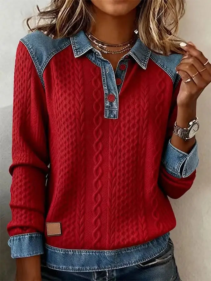 Arya Denim Trim Blouse