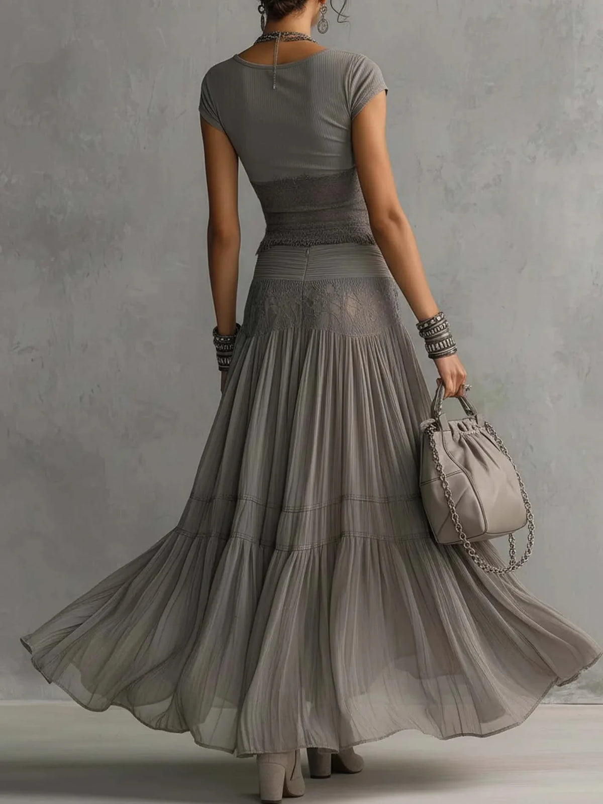 Tori Chiffon Maxi Skirt Set