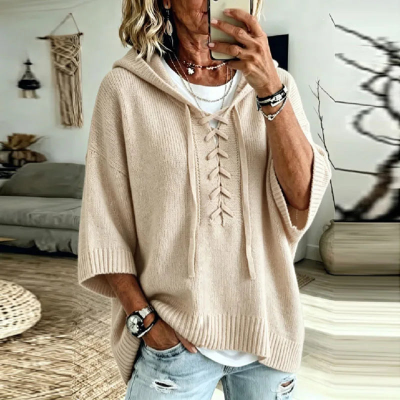 Sloane Lace Up Hooded Pullover
