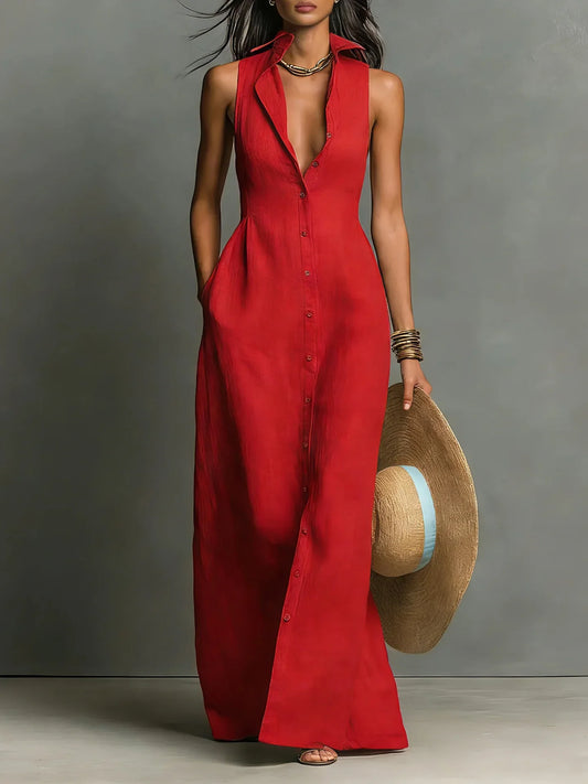 Aurora Elegant Lapel Shirt Dress