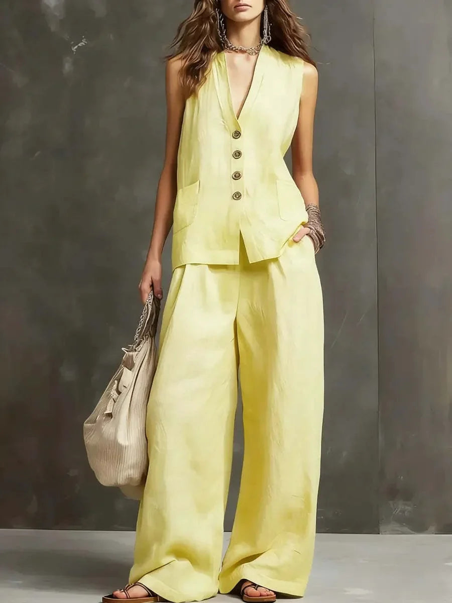 Hannah Breathable Linen Trouser Set