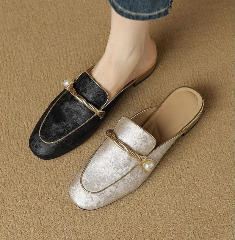 Madeline Floral Embossed Square Toe Sandals