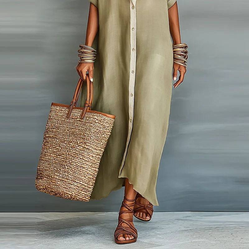 Freya Linen Long Shirt Sundress