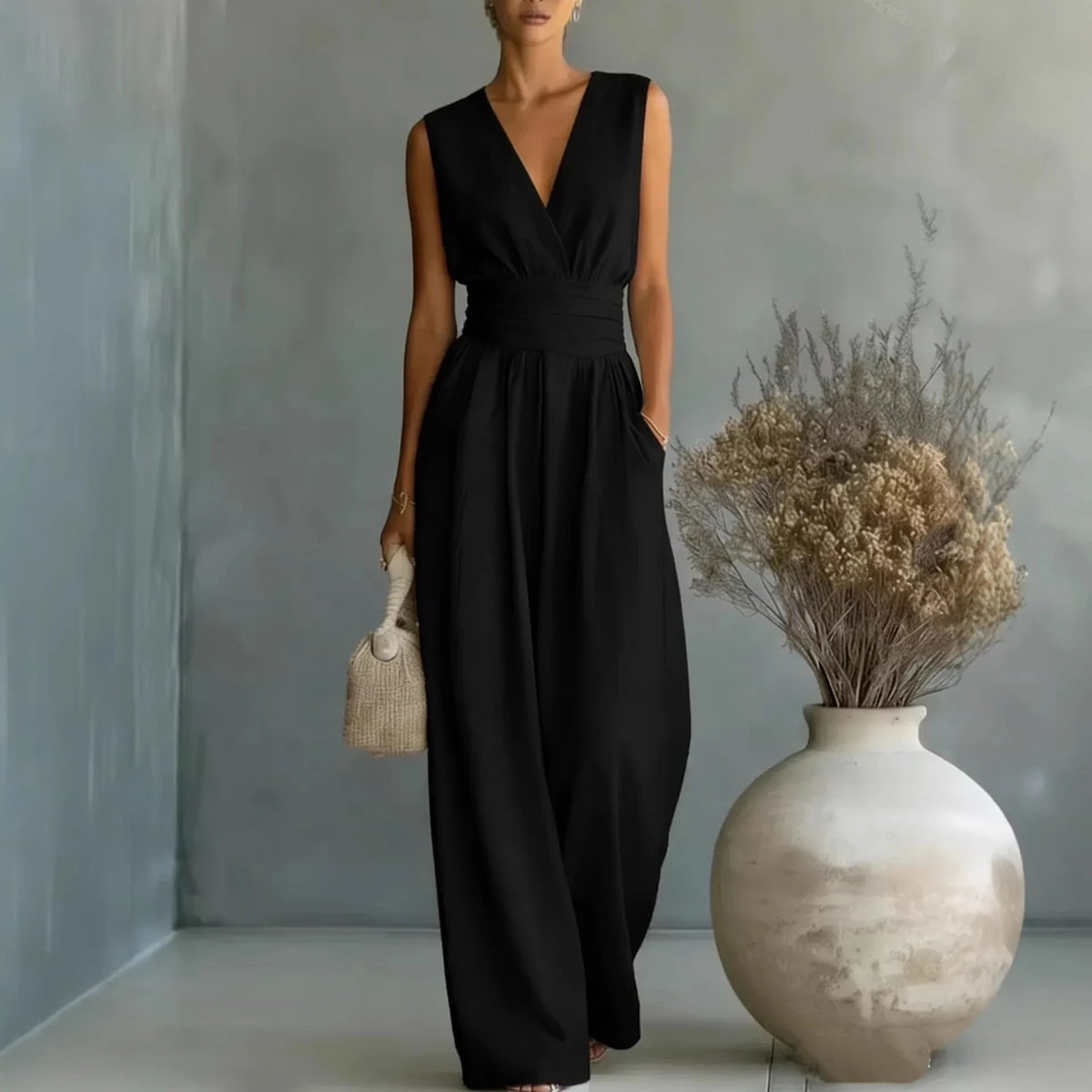 Lily Sleeveless V Neck Jumpsuit
