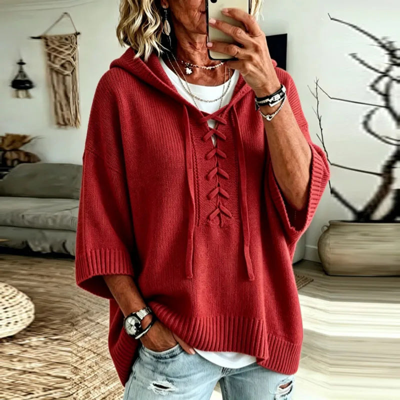 Sloane Lace Up Hooded Pullover