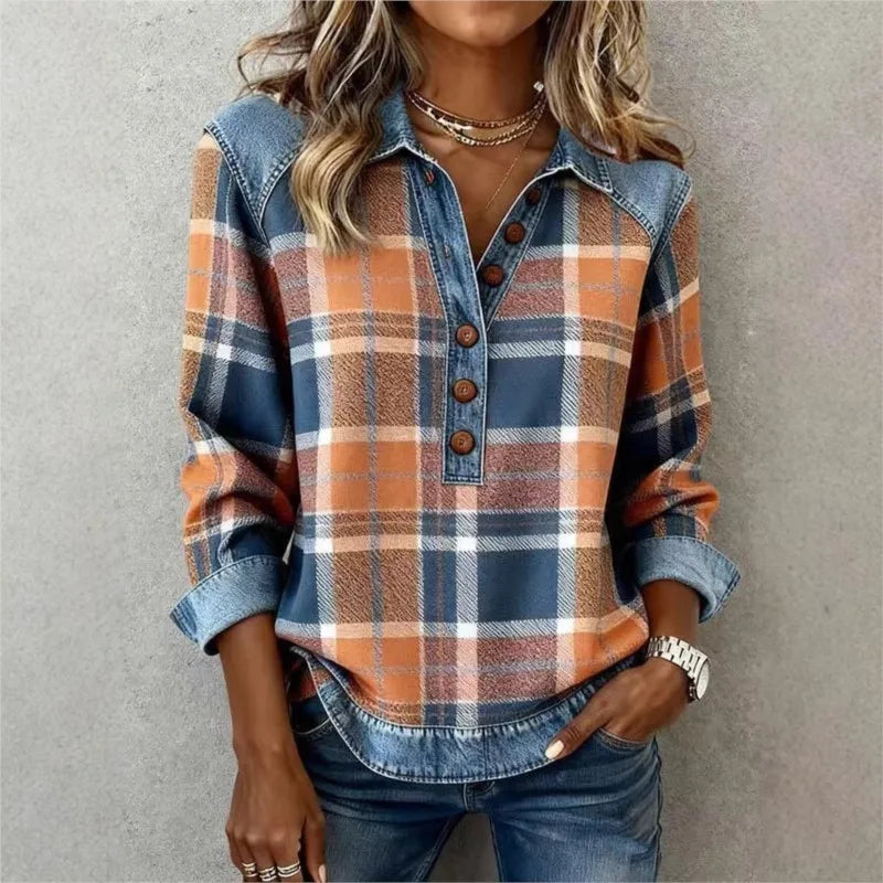 Arya Denim Trim Blouse