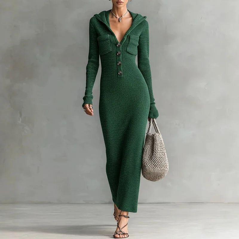 Iris Hooded Knit Maxi Dress