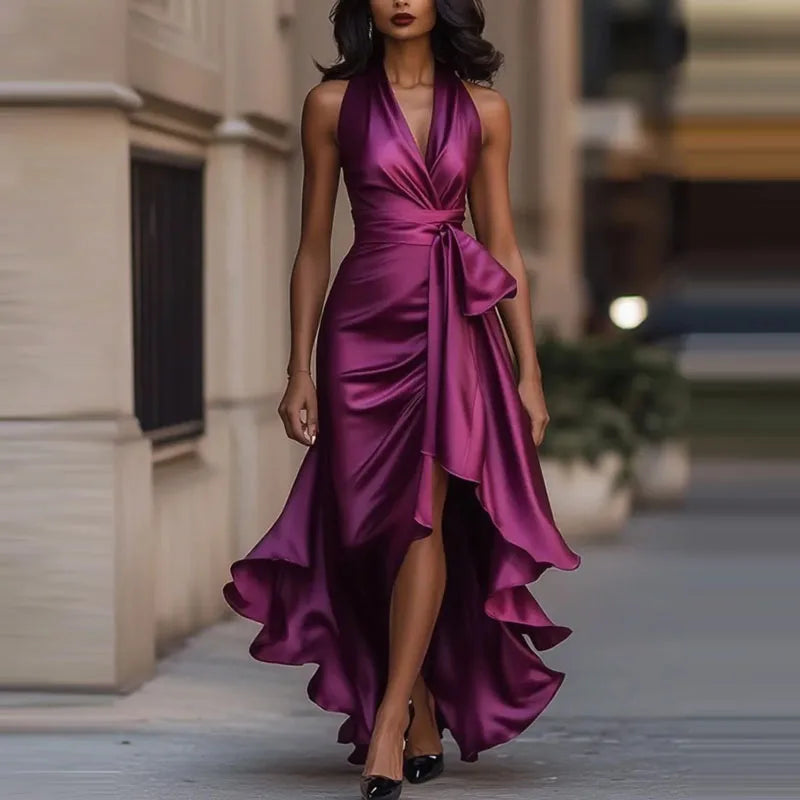 Keltie Halter Satin Maxi Dress