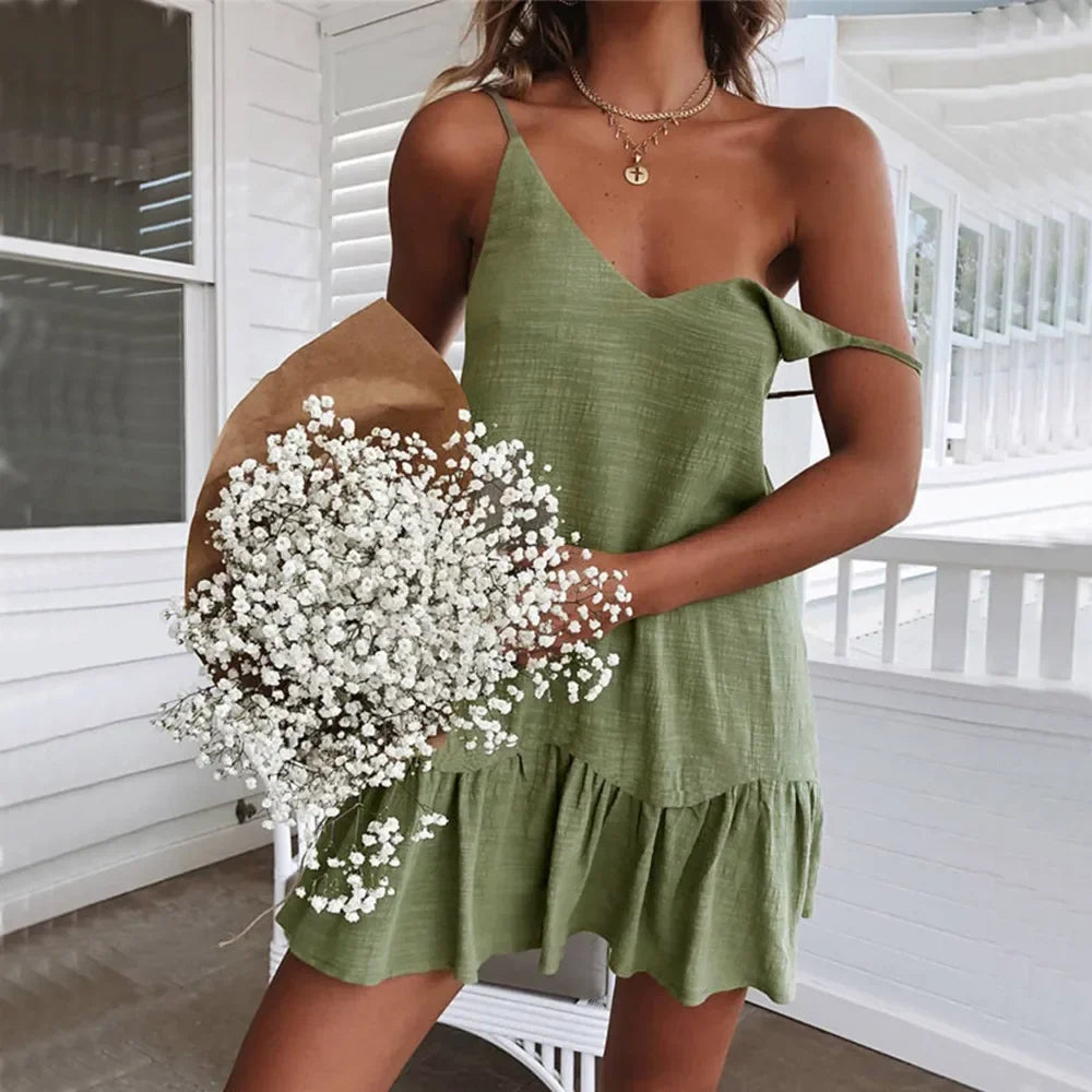 Riyana Linen Ruffle Dress