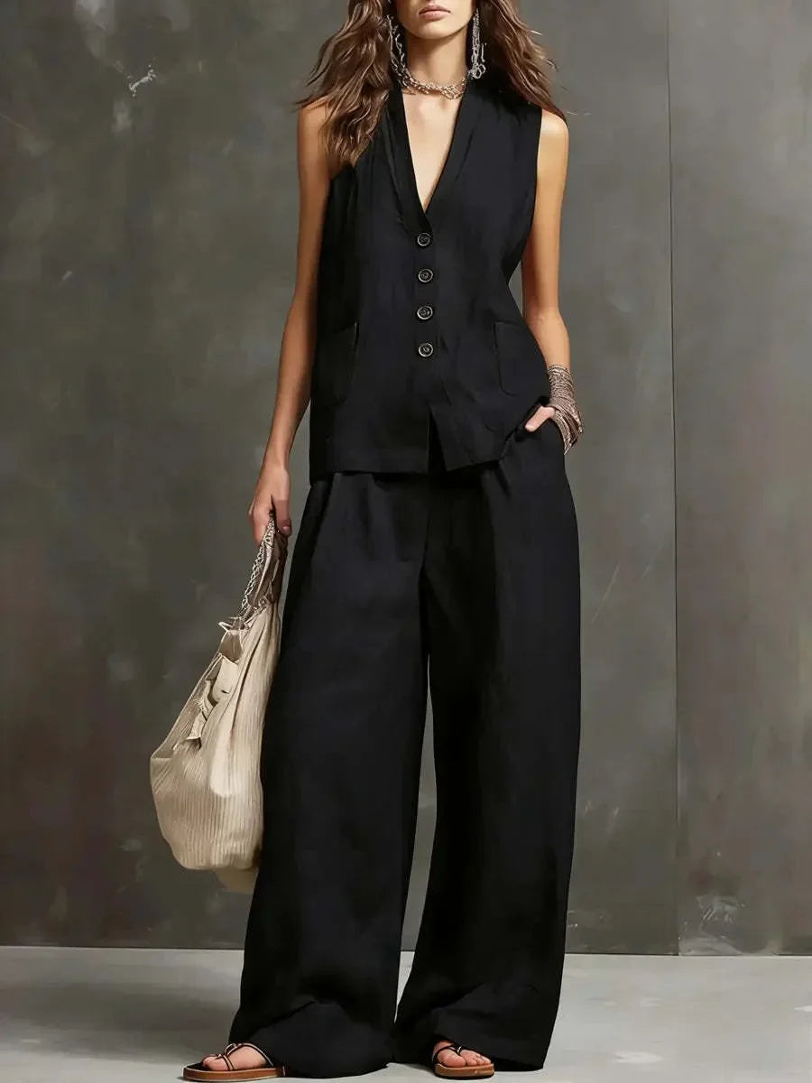 Hannah Breathable Linen Trouser Set