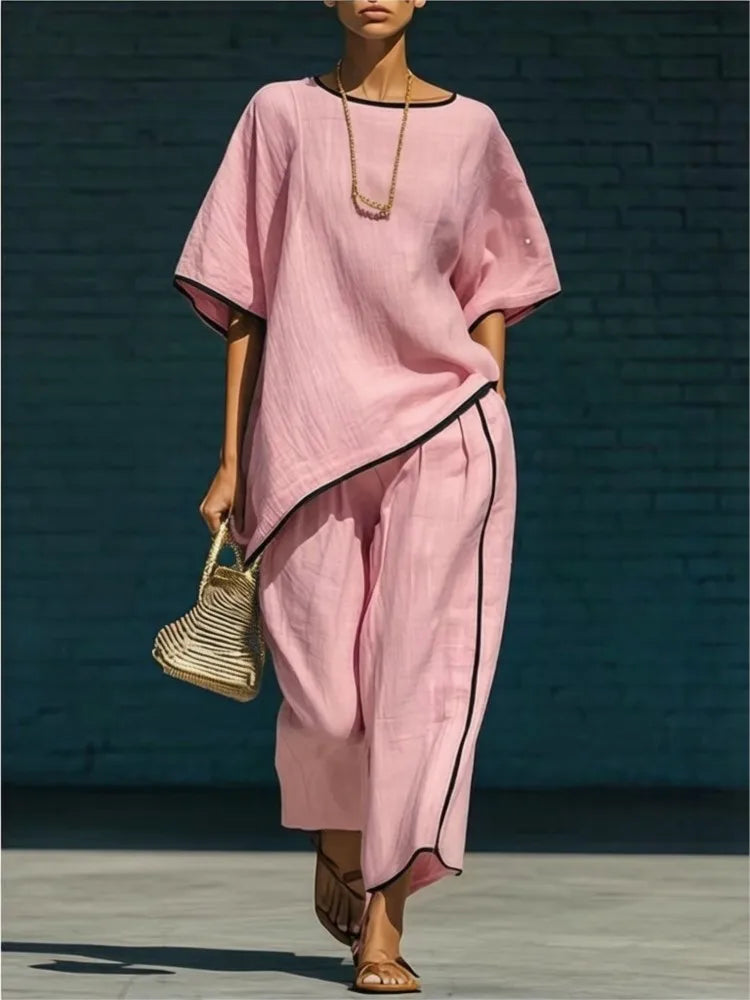 Anila Linen Cropped Pant Set