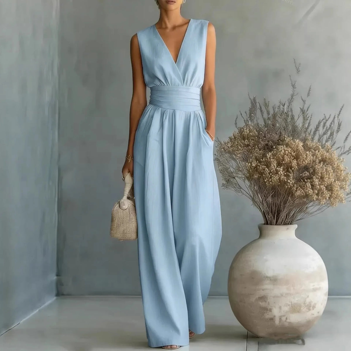 Lily Sleeveless V Neck Jumpsuit