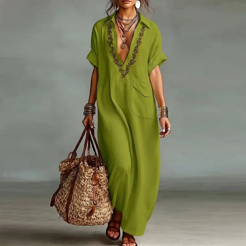 Byonce V Neck Kaftan Dress